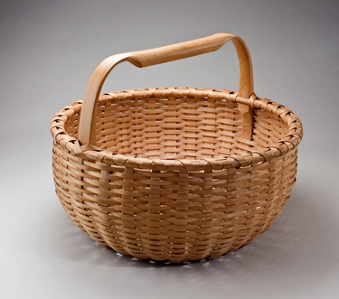 Maine Potato Basket - hand woven of brown (black) ash. Hand crafted by Stephen Zeh, Maine basketmaker