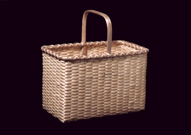 Open Carrier - rectangular carrying basket hand woven of brown (black) ash. Hand crafted by Stephen Zeh, Maine basketmaker