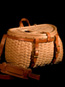 Trout Creel- a fishing basket hand woven in brown ash with hand sewn leather work.