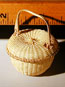Measured view of Miniature Covered Swing Handle Basket hand crafted of brown or black ash by Stephen Zeh