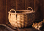 Muffin Basket. Handwoven of brown or black ash with hand split and carved rims and handles. Artist - Stephen Zeh, Maine basketmaker.