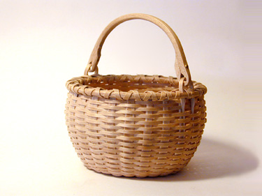 Small Collectible Swing Handle Basket, brown ash - Stephen Zeh Basketmaker