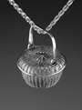 Miniature Covered Swing Handle Basket pendant in silver