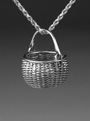Miniature Swing Handle Basket pendant in silver