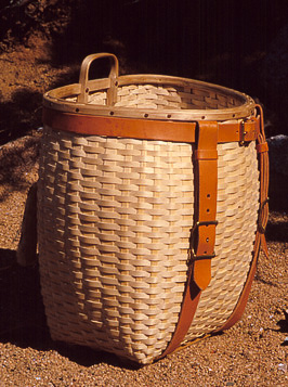 Maine Packbasket handcrafted of brown ash by Stephen Zeh